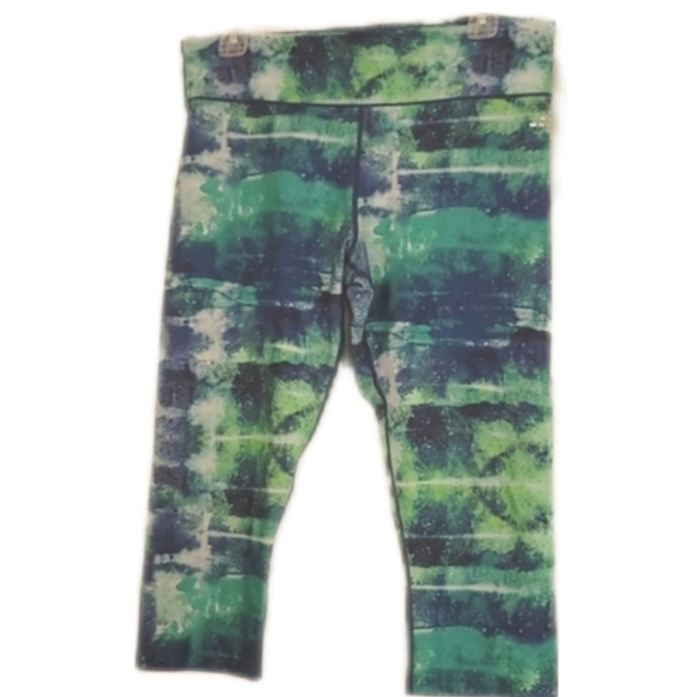 bcg Leggings Womens Blue Green Size L Galaxy Print